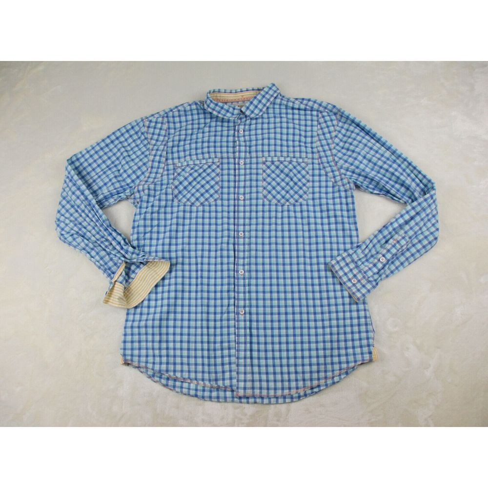 Marc Ecko Shirt Mens Extra Large Blue Cut & Sew Button Up Flip Cuff Long Sleeve